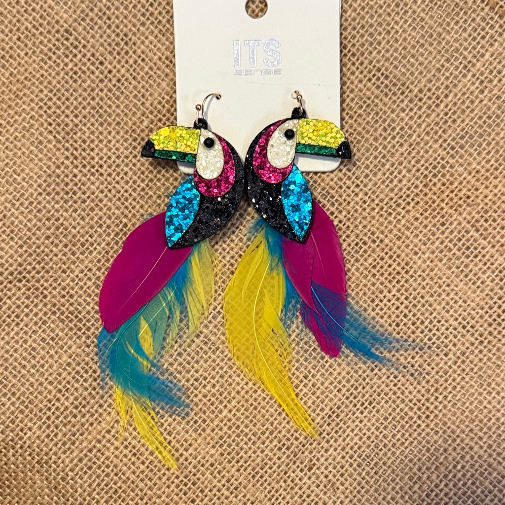 Its Sense Colorful Tropical Bird Dangle Earrings